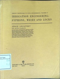 Image of Irrigation Engineering: Syphons, Weirs And Locks